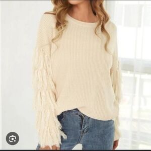 Western Sweater Tan  Fringe Knit Sweater.Pit To Pit 20"